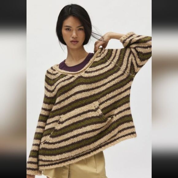 BDG soft cozy striped Pullover V-Neck Sweater size s - Picture 2 of 5